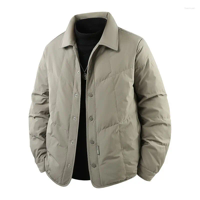 Men's Down 2026 Lightweight Jackets Winter Fashion Solid Color Warm Coats Male Loose White Duck Overcoats M825 fa