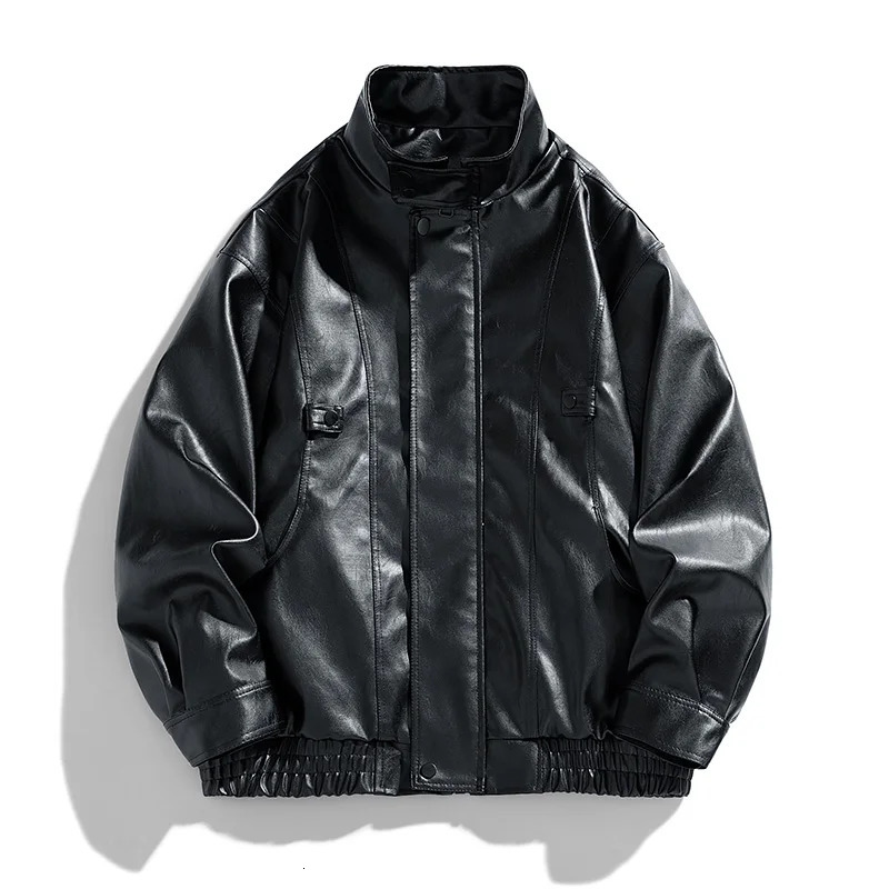 American Vintage Motorcycle Leather Coat Male Spring Fall Street Plankton Handsome Ins Trend Highgrade Jacket Coats 260902