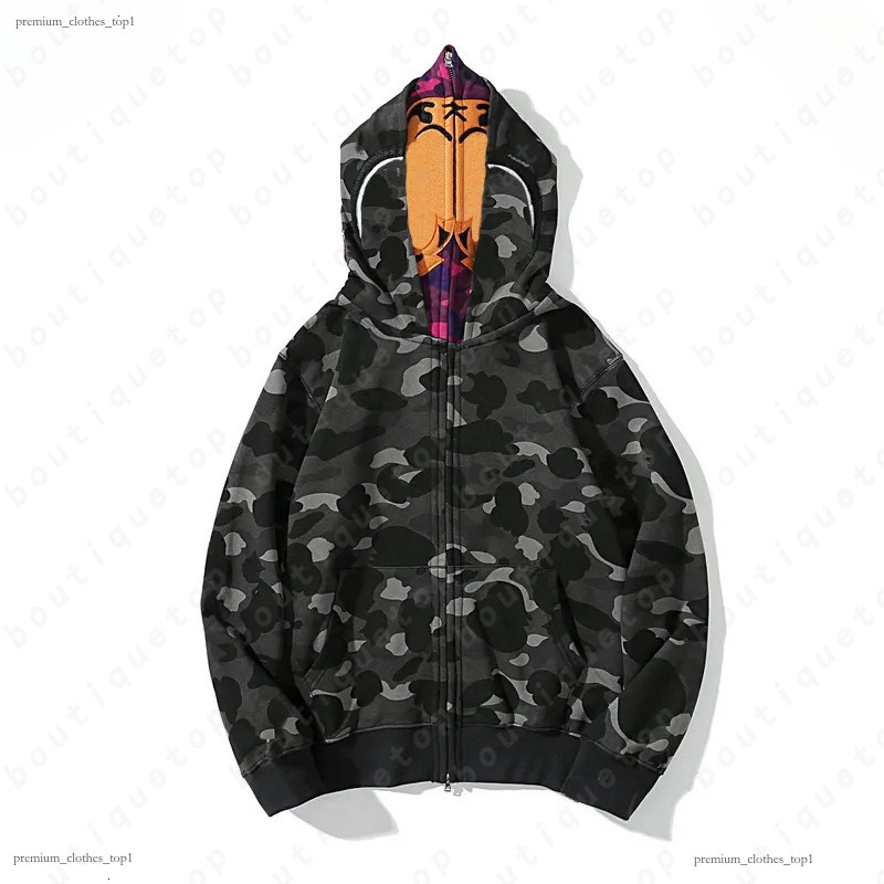 A Bathe Ape Shark Mouth Zip Hoodie Camo Multi Color Street Bapa Shirt Hip Hop Mens Versatile Genuine Exclusive Statement Collection Handcrafted Ligh