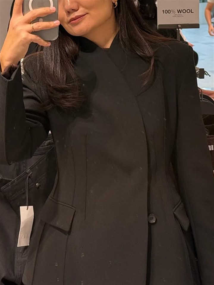 Suits Office Women's Pant Set Stand Collar Waist Cinching Blazer Coat 2025 Autumn New Elegant Streetwear Chic Lady Outfit D260909