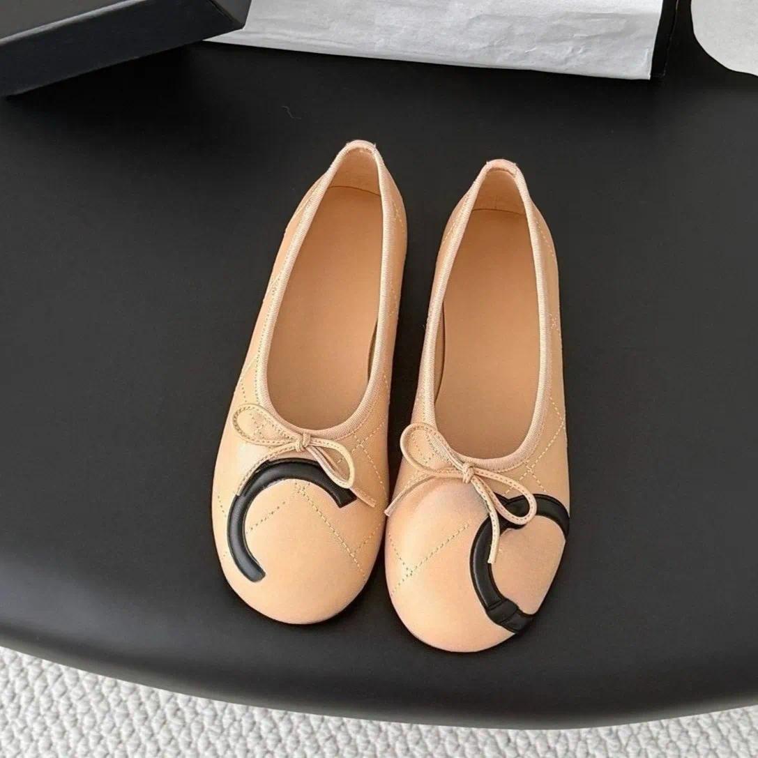 Genuine Leather Flat Ballerina Luxury designer women classic round toe ballet flats Fashion simple ladies dress formal shoes Minimalist slip on sand