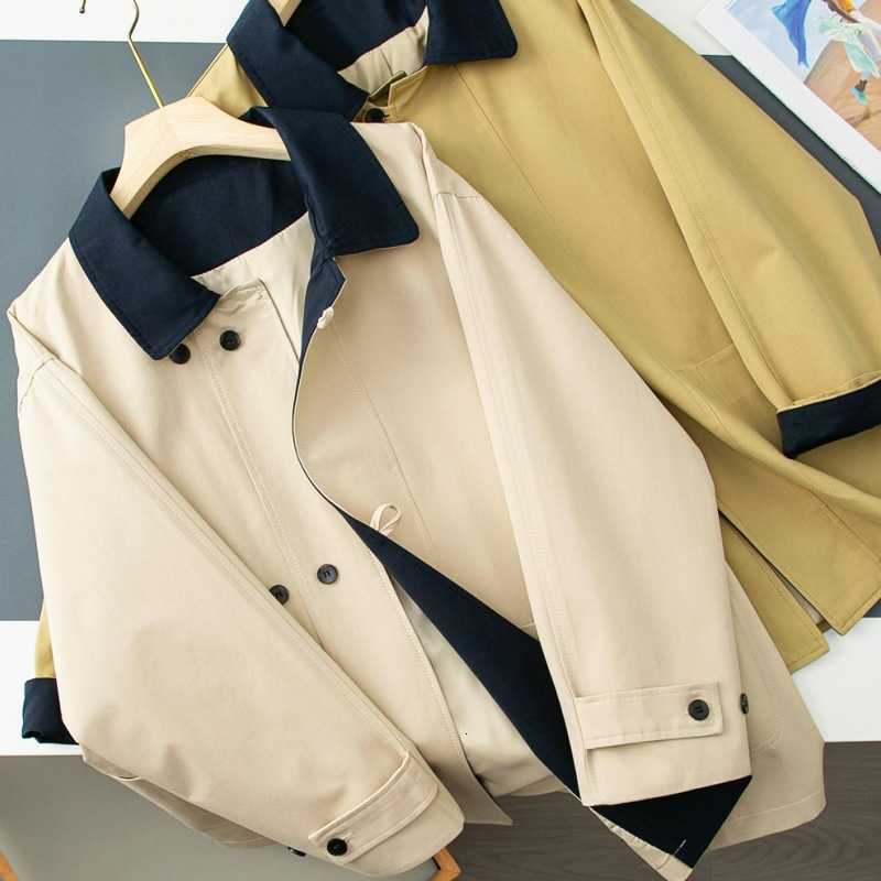Trench High-Quality Loose Patchwork Coat Women Autumn Winter Design Clothing Long-Sleeve Windbreaker Office Lady D260909