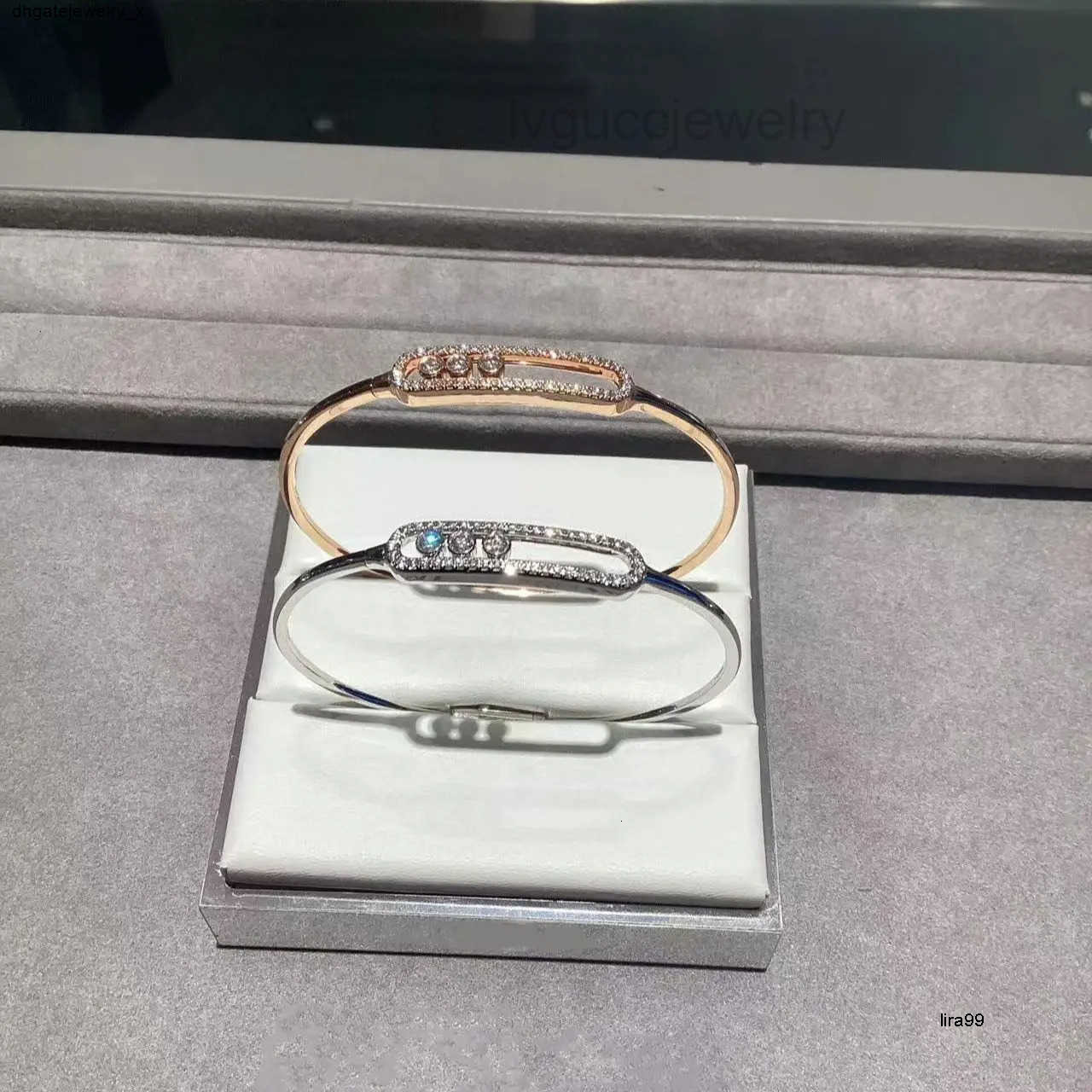 Bangle Designer Bangles 2025 Classic Luxury S925 Pure Silver Set With Sliding Diamonds Fashionable WomenS jewelry Bracelet Holiday Anniversary Gift