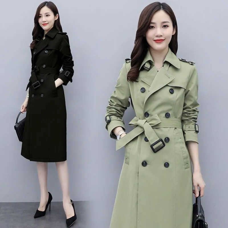Spring Autumn Jackets Coats Womens 2025 New Korean Elegant Lady Windbreakers Double Breasted Streetwear Trench Female Outerwear D260909