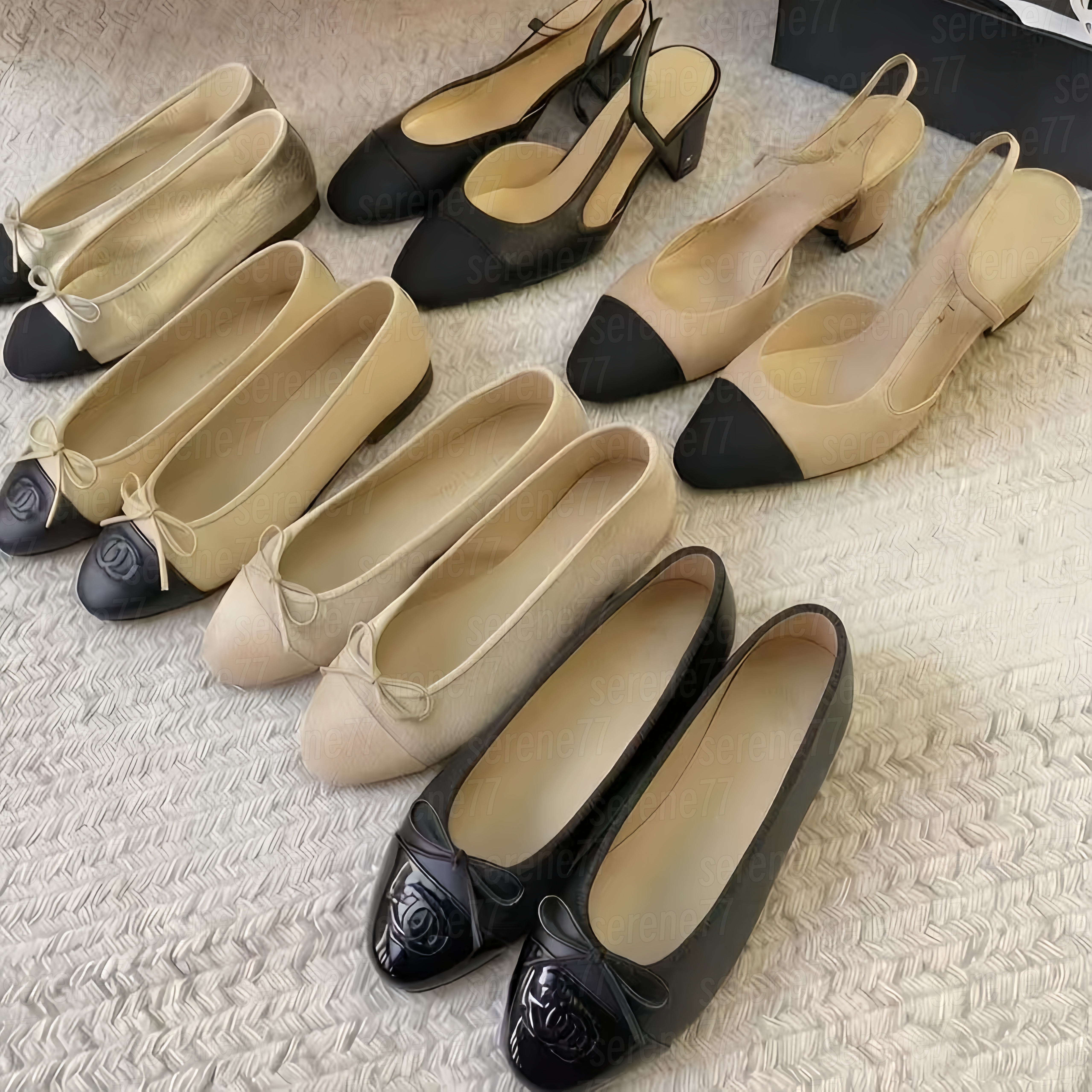 Designer Shoes Women Paris designer Black Ballet Flats Shoes Womens Sandals Quilted Genuine Leather Slip on Ballerina Round Toe Ladies Dress Shoes S