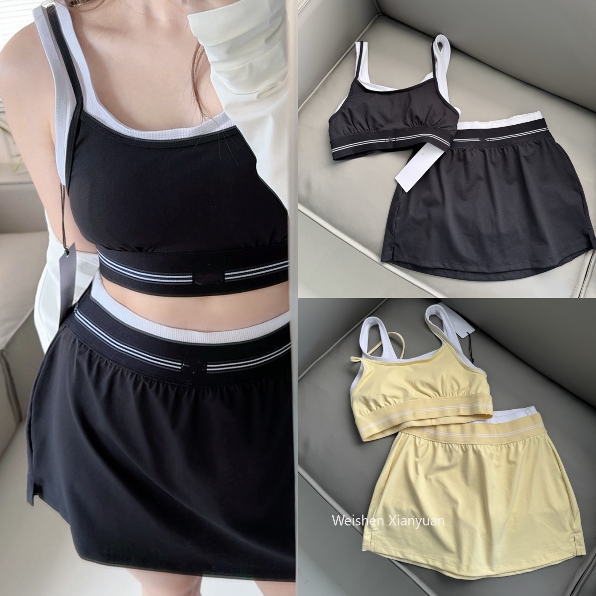 Airbrush Better Women's Together Bra Tracksuits Sets Gym Clothes 2 Piece Sports Sets Fitness Workout Sportswear Tennis Skirt Leggings Contrasti
