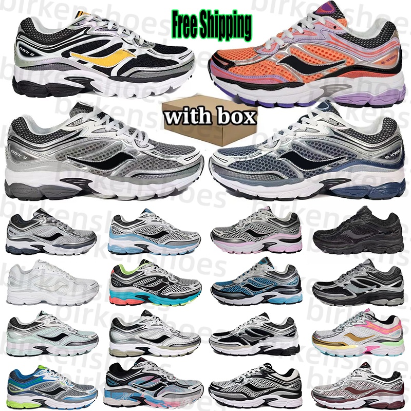 Free Shipping Sauconyy Shoes Progrid Omni 9 Designer Shoes Sauconies Outdoor Running Shoes Shock Absorption Wear Resistant Thick Sole Grey Navy Blue