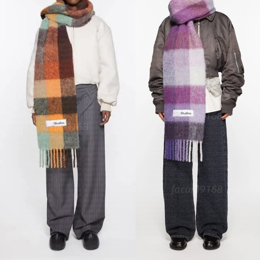 Designer Scarf for Women men Luxury Winter Scarf Echarpe Luxe Sjaal Schal Soft Elegant plaid mohair Fashion Warm Shawl for Cold oversized tassel win