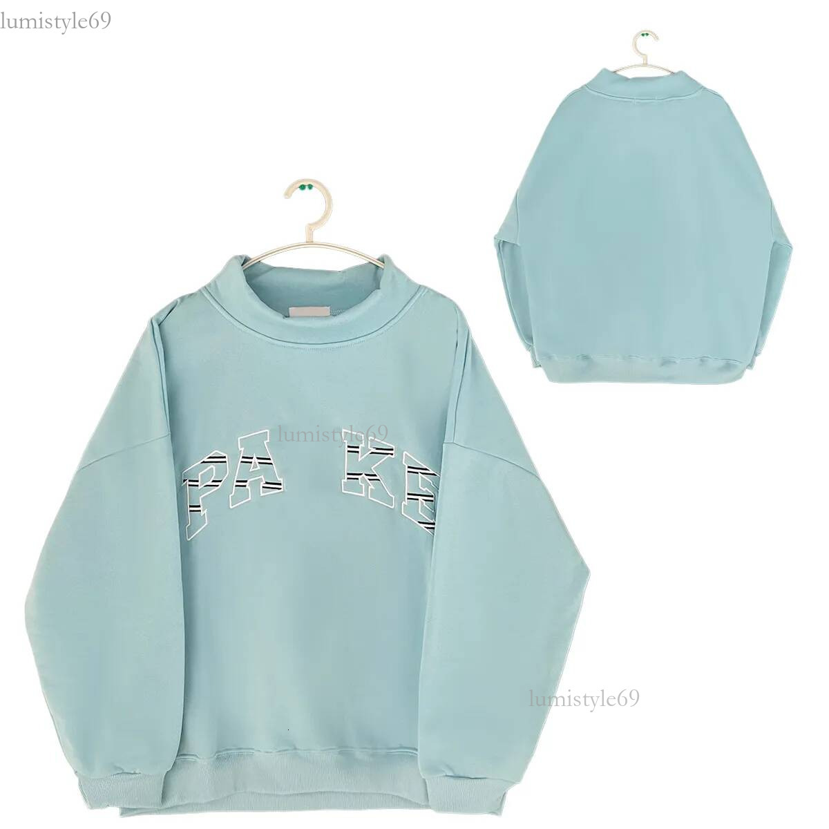 parke sweatshirt mockneck women parke dot sweatshirt embroidery letter print long sleeve drop shoulder pullover hoodie casual soft fabric streetwear
