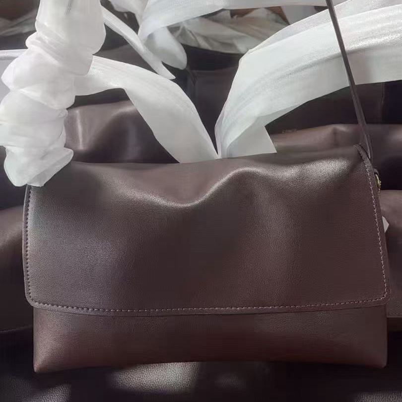 Vintage Brown Flap Shoulder Bag for Women Soft PU Leather Underarm Bag Large Capacity Office Commuter Handbag Simple Solid Color Ladies Daily Should