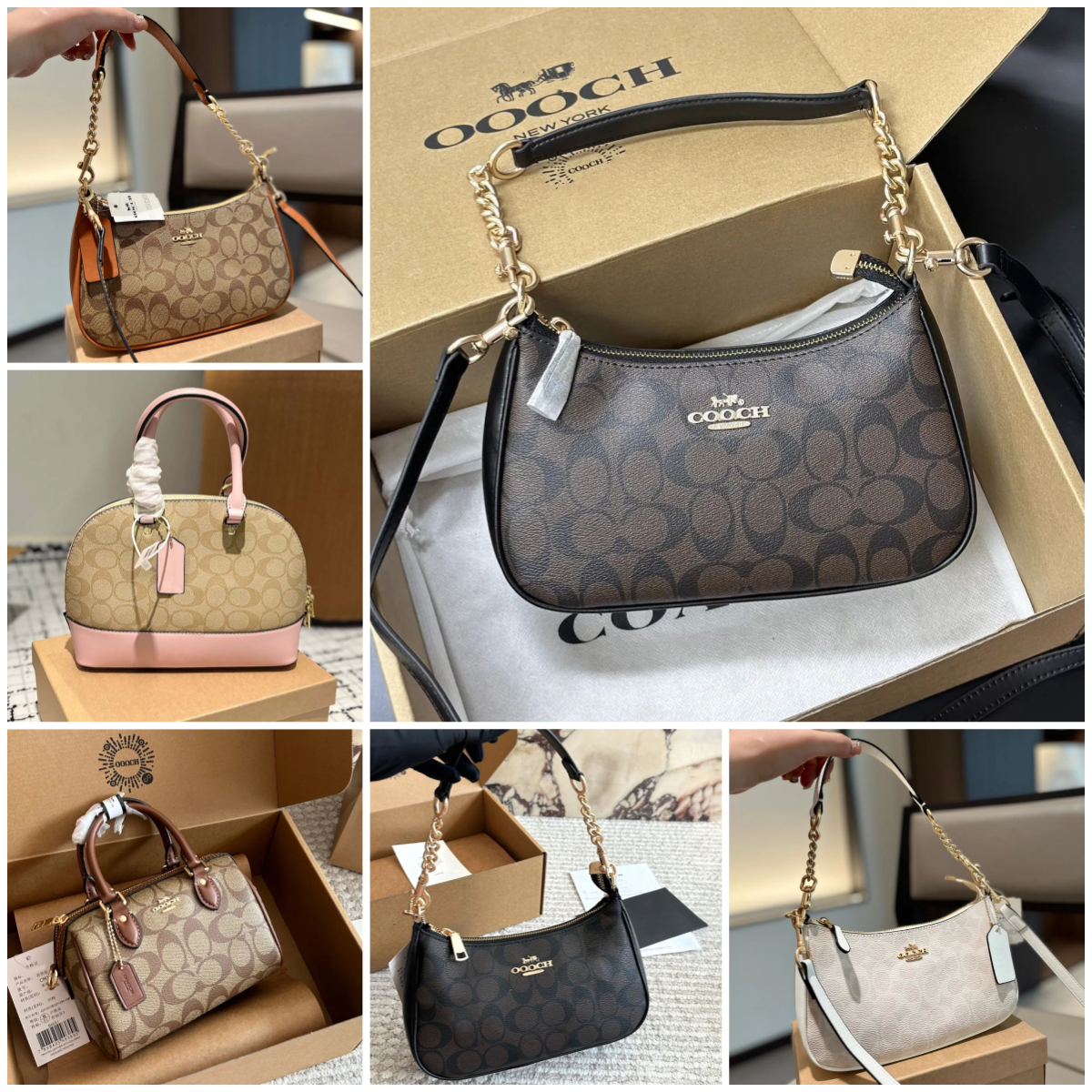 Tote bag Teri bag designer bag shoulder bag leather luxury handbag classic print crescent bag chain bar diagonal cross bag mini wallet