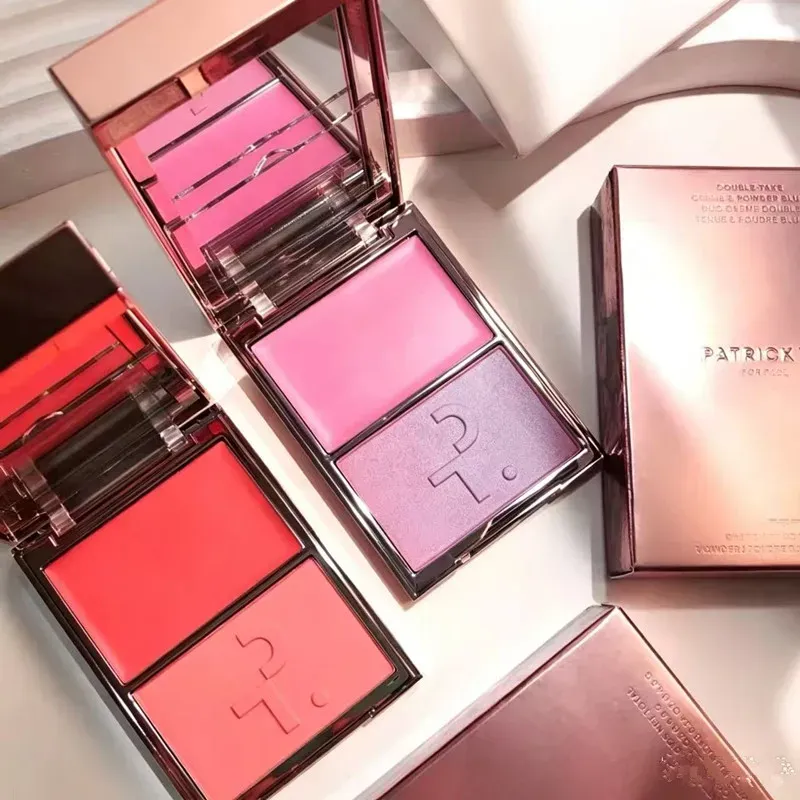 Fashion Patrick Ta Double Take Cream Powder Blush Duo Luxury Buildable Natural Matte Glow Cheek Blush Health Beauty Face Cheek Cosmetics High Qualit