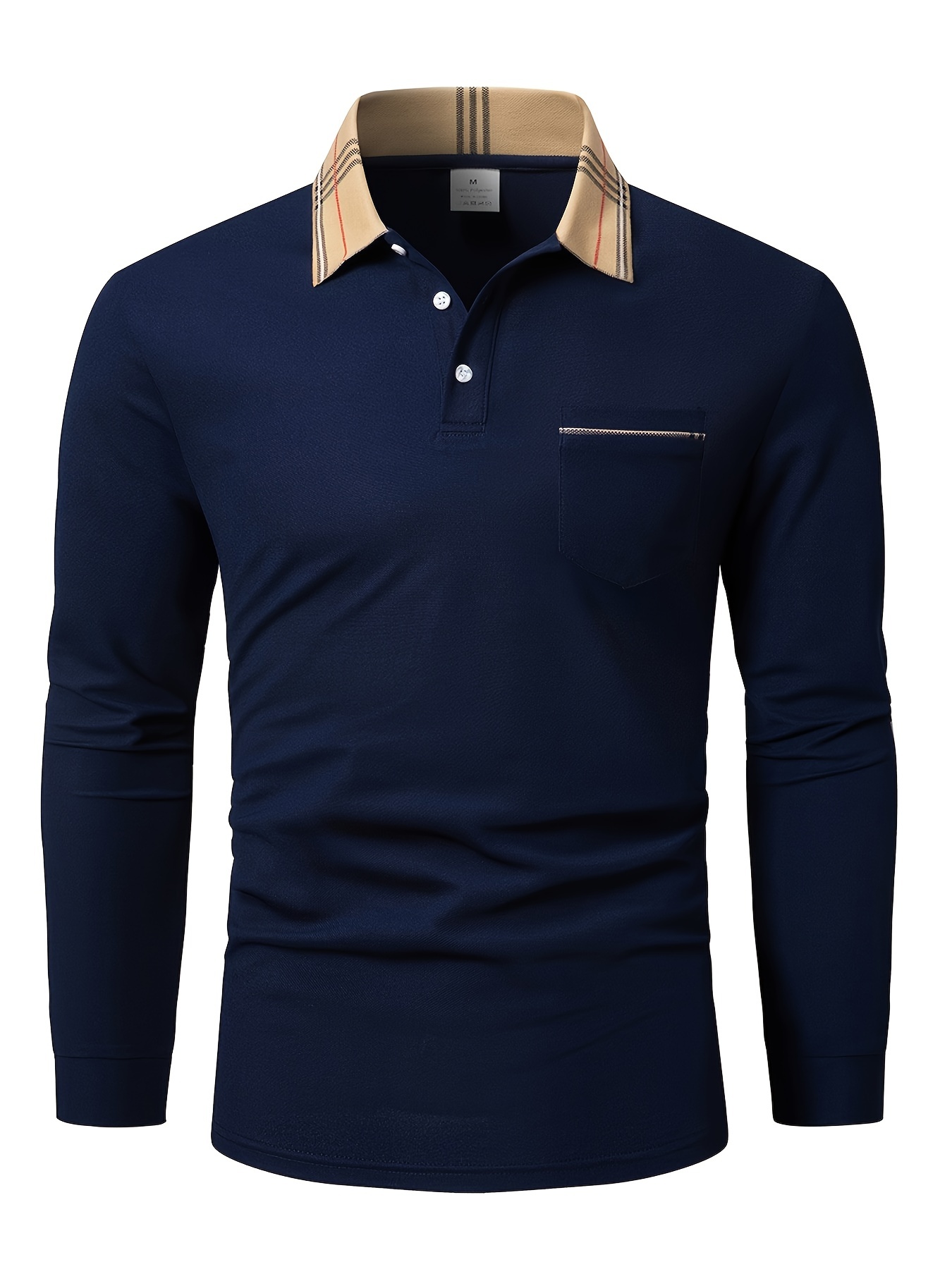 Designer New autumn long sleeve polo shirt with a flat collar and spliced cuffs made of 210g knitted fabric c0