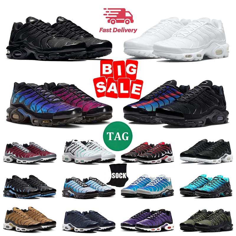 with box tn tns plus sneakers men women designer running shoes durable trainers outdoor sports shoe comfortable runner black Dark Obsidian Mancheste