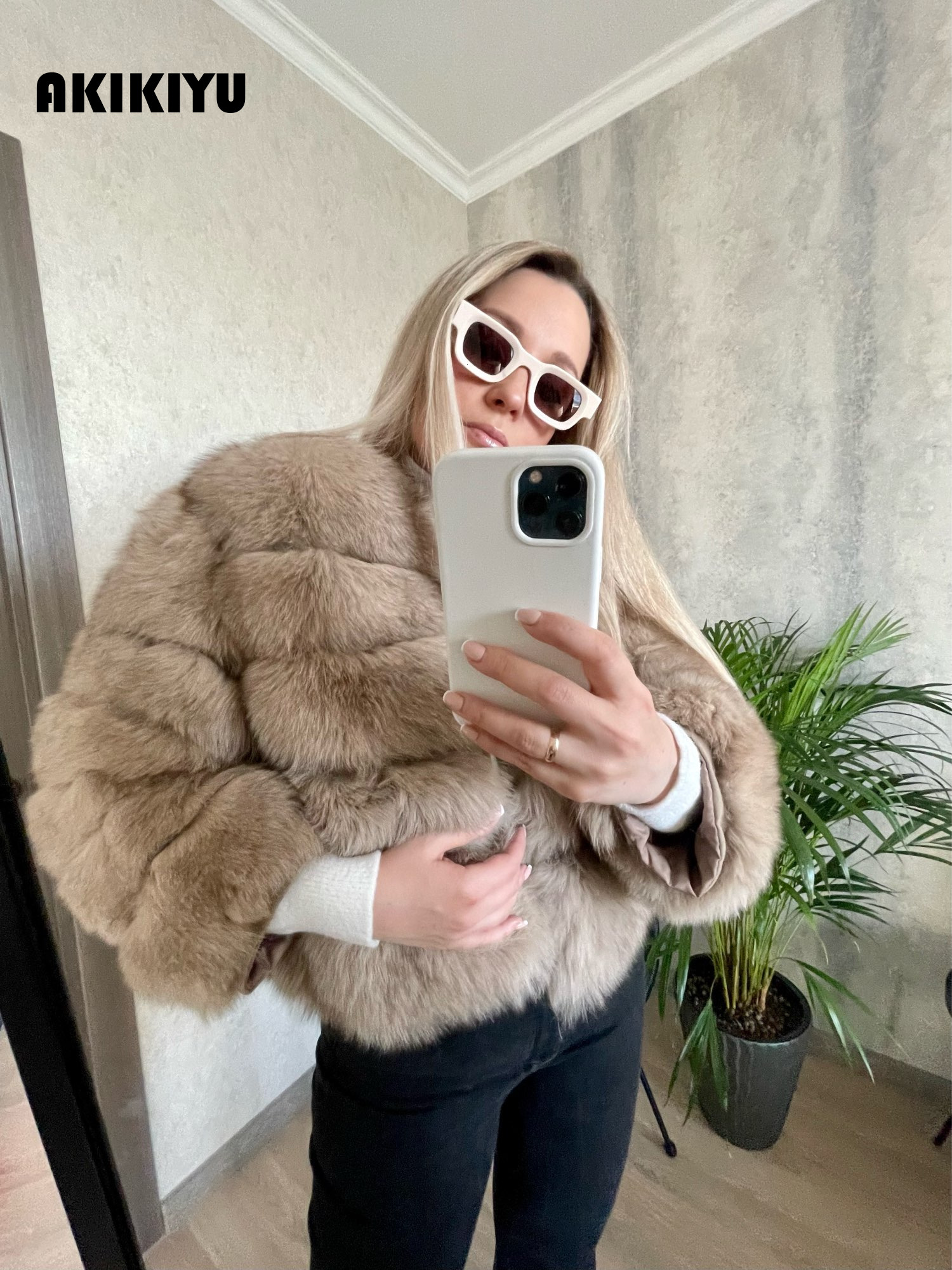 2026 Winter Jacket Women Real Coat Natural Fox Fur Outerwear O-Neck Three Quarter Sleeve Thick Warm Fashion New