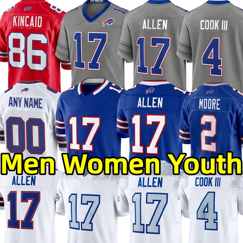Bill Josh Allen Jersey Football Jerseys James Cook Dalton Kincaid D.J. Moore Dion Dawkins Ed Oliver Dawson Knox Khalil Shakir Matt Milano Amari Coop