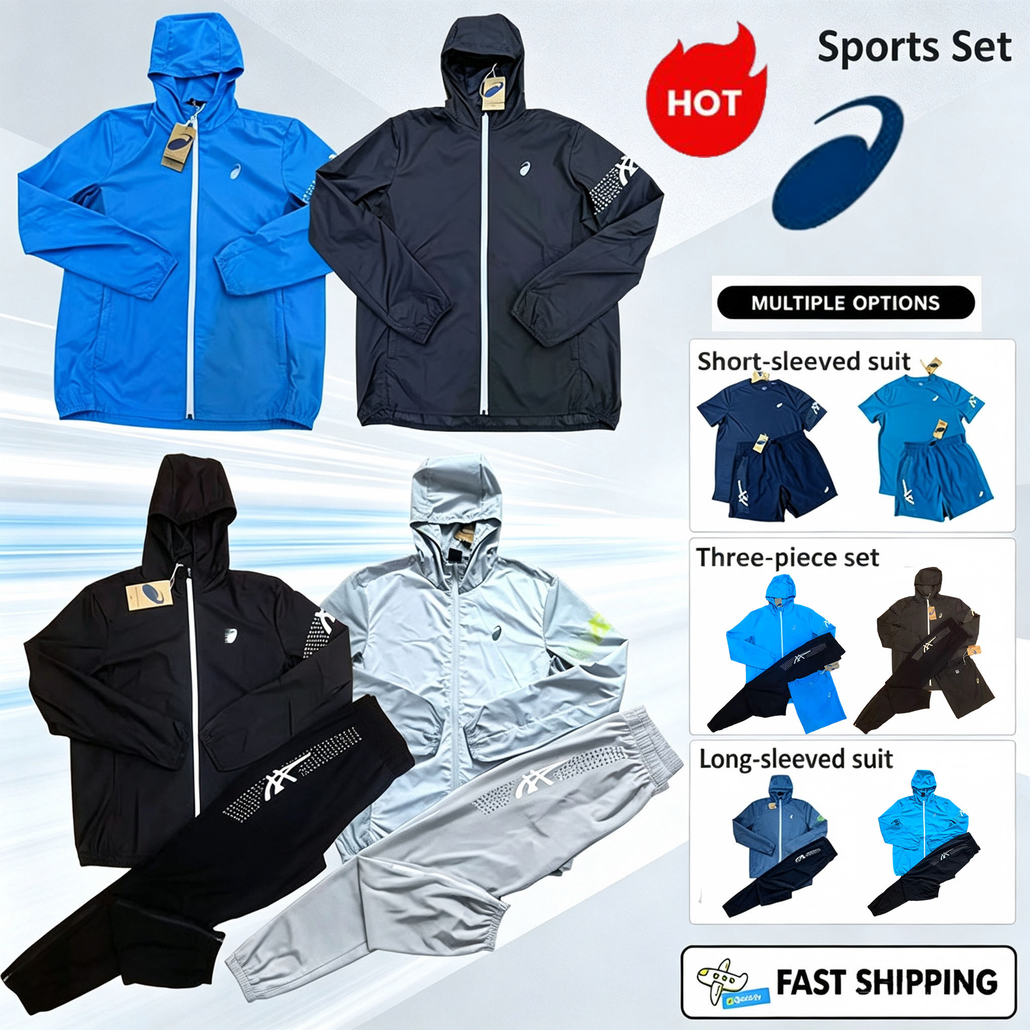 NEW arrival Asicsly Tracksuit Mens Miller Sets Shorts Tracksuit Gym Wear Running Pantalon Short Sports Lightweight Breathable Running Sportswear