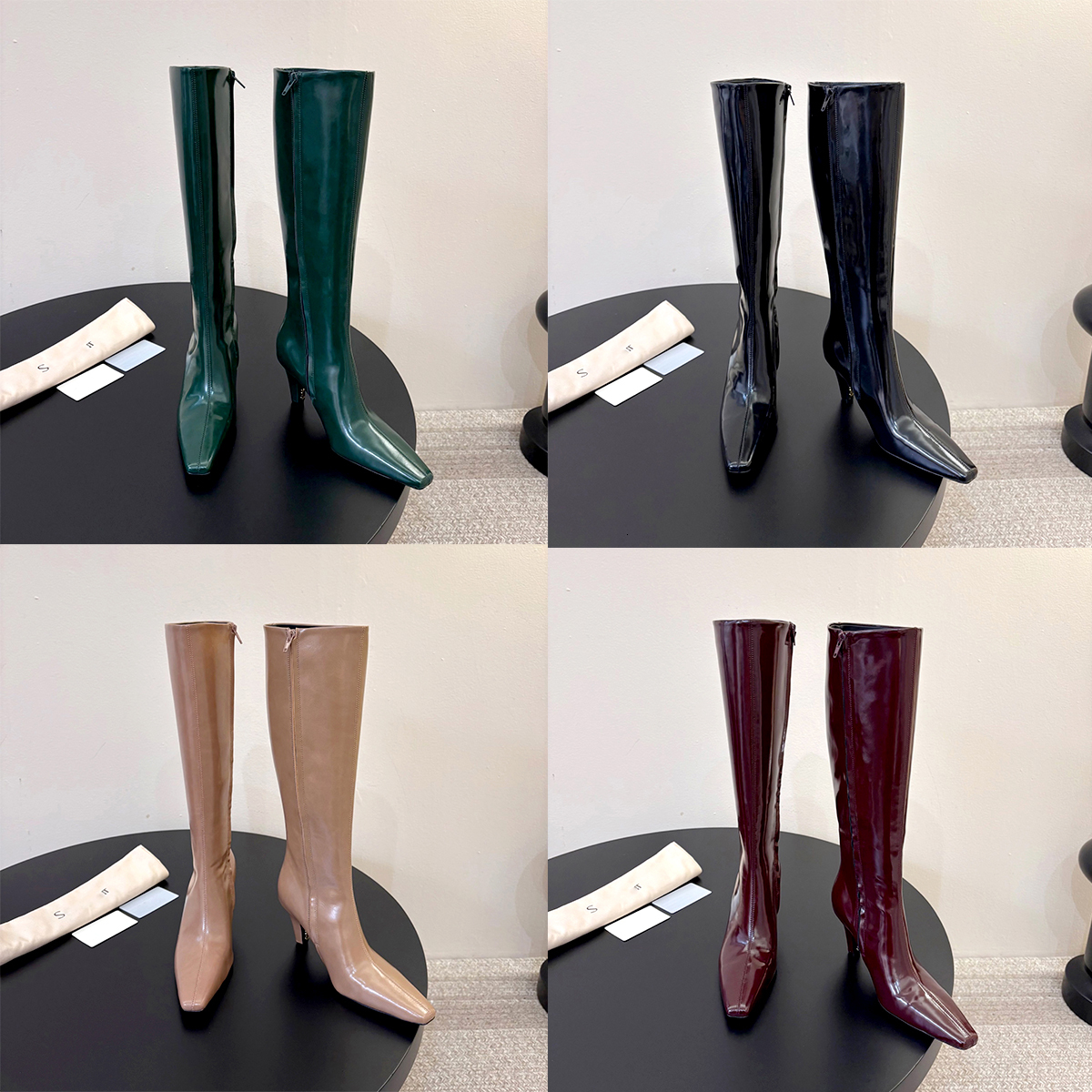 Women dress shoe Heel High Boots Evening Party Pointed Toe Side Zip Designer heel Booties Western Long Knee Long Knee luxurys Sexy Smooth Leather St