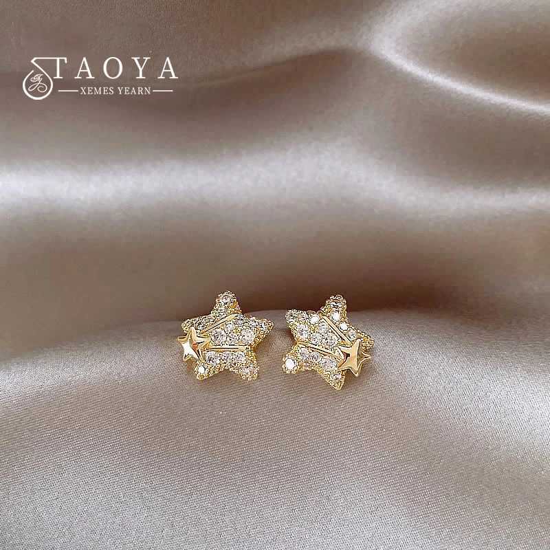 New Design Sparkling Star Shaped Micro Inlaid Zircon Stud Earrings For 2025 Women's Mini Jewelry Fashion Luxury cessories M260922