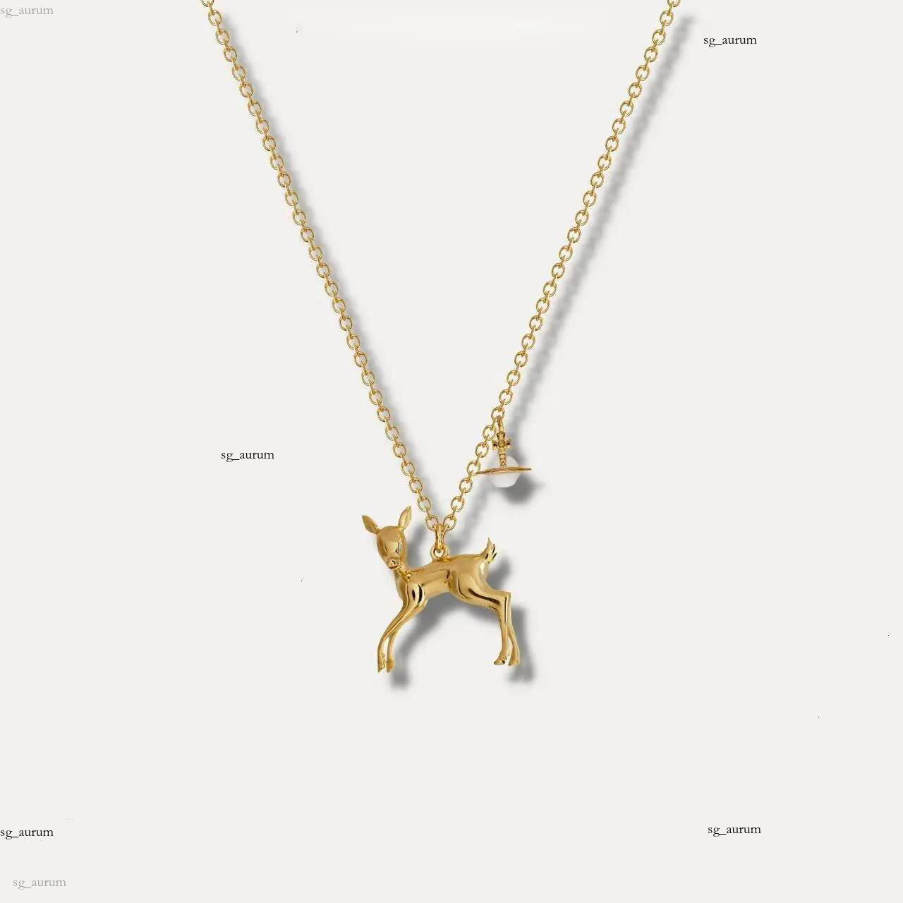 Colliers vivienneliesVivienme Dowagers Deer Pendentif Saturn Collier niche haut de gamme simple polyvalent punk chaîne de clavicule westwoods O6T
