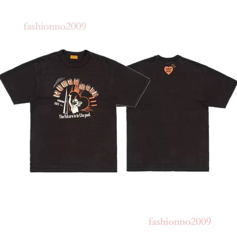 New Product Humans Mades Shirts Japanese Retro Bamboo Cotton Round Neck Loose Humanmades Shirt Cartoon Animal Print Human Make Short Sleeves Trendy