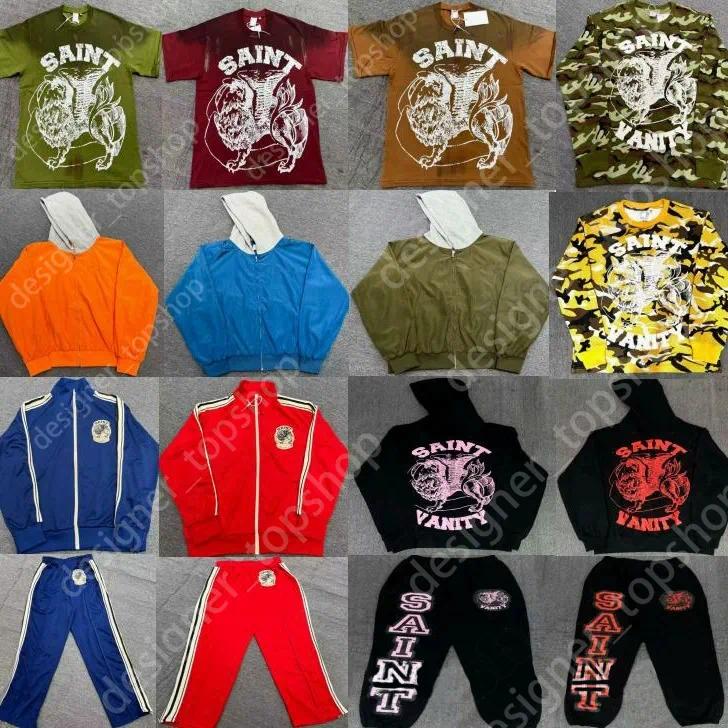 T-shirt Hommes Saint Vanity Chemise Brodée À Capuche Ensemble T-shirt graphique de haute qualité Streetwear Hip Hop T-shirt Sweat à capuche unise