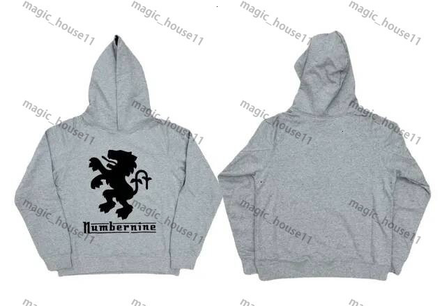 Men's Hoodies 2026 number nine Shield Ripped Hoodie Print Hooded Graphic Washed Cotton Sweatshirt Men Loose Fit Streetwear Wash Loose Casual gd