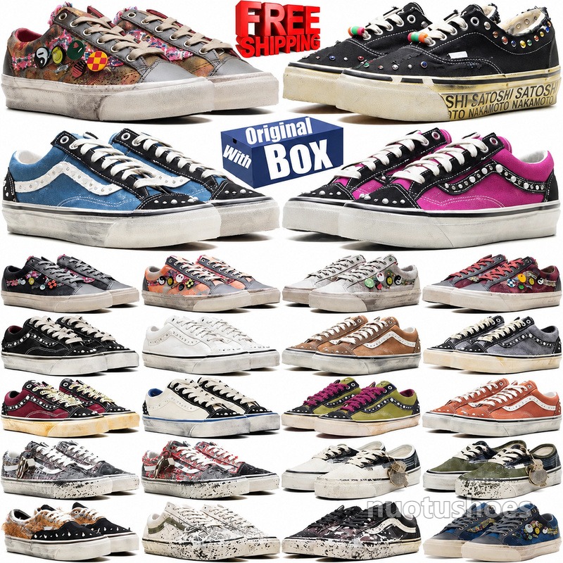 With Box Designer pearlized shoe pearl shoes new knu old skools Souvenir sneakers Sport chaussures trainers for mens womens trainers 36-45