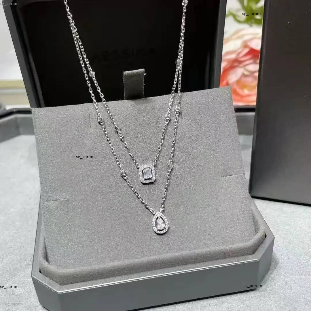 Collier CZ coulissant Double mobile pour femmes, poire carrée, pendentif Halo en zircone cubique, chaîne à deux couches, ras du cou, or Rose, ton