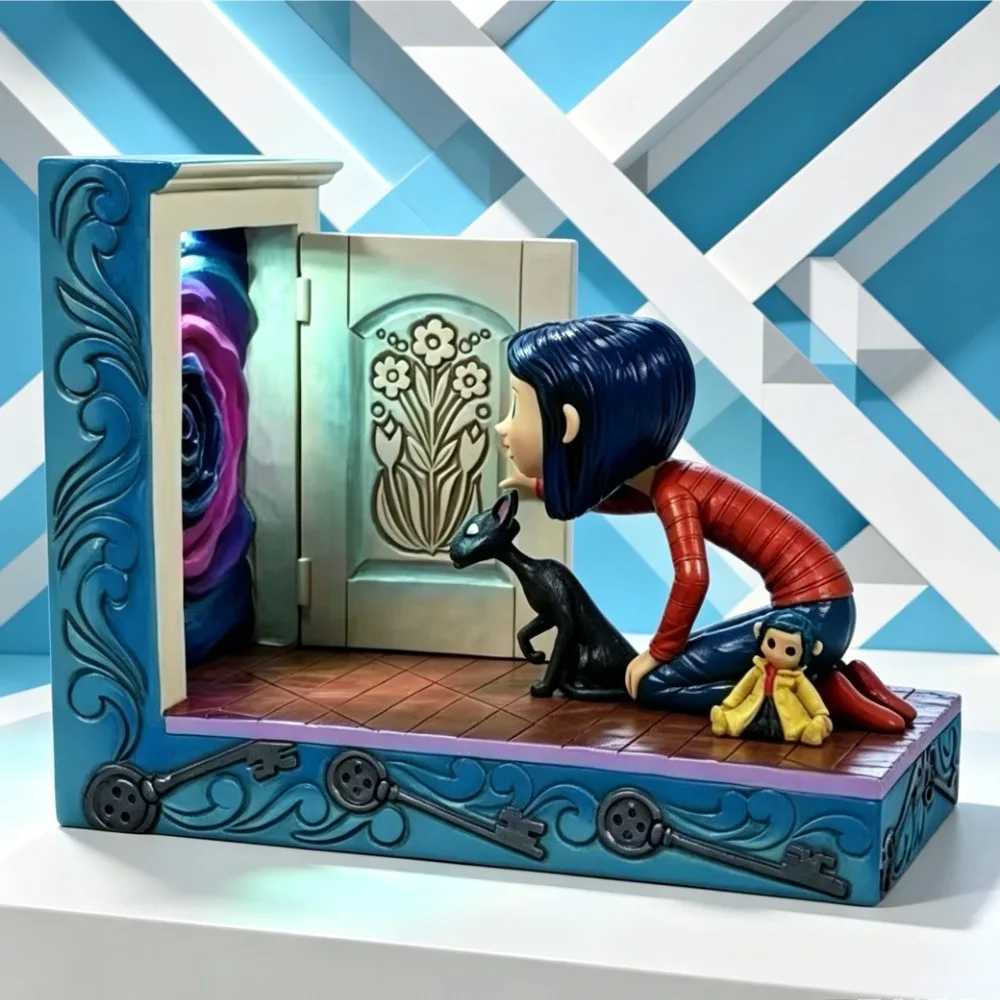 New Anime Coraline Black Cat Classic Small Door Scene Design Kawaii Q Version Figure PVC Model Toys Doll Ornament Gifts C260908