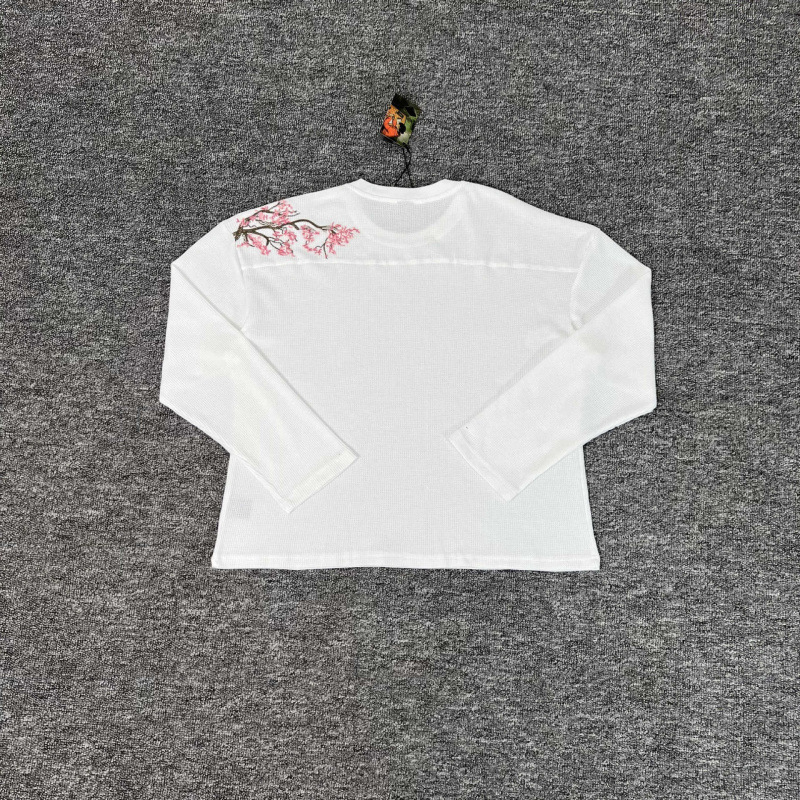 European and American trendy brand men's and women's identical style T-shirt with cherry blossom embroidery, suitable for daily casual wea