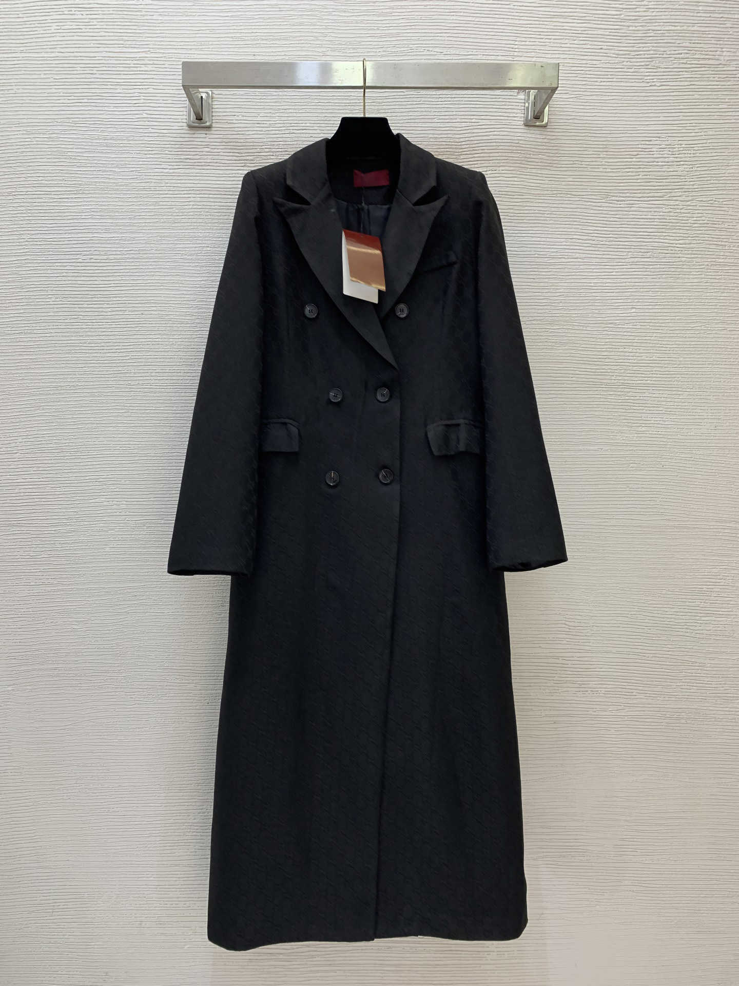 long trench coat women designer All-over letter jacquard double-breasted jackets Elegant Commuter Style Long-sleeved coats S-2XL