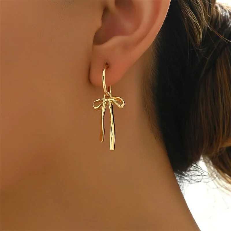 New Luxury Fashion Bowknot Earrings Retro Soft Versatile Gold Color Tassel Drop Earring Jewelry For Daily Wear By Women Gifts M260922