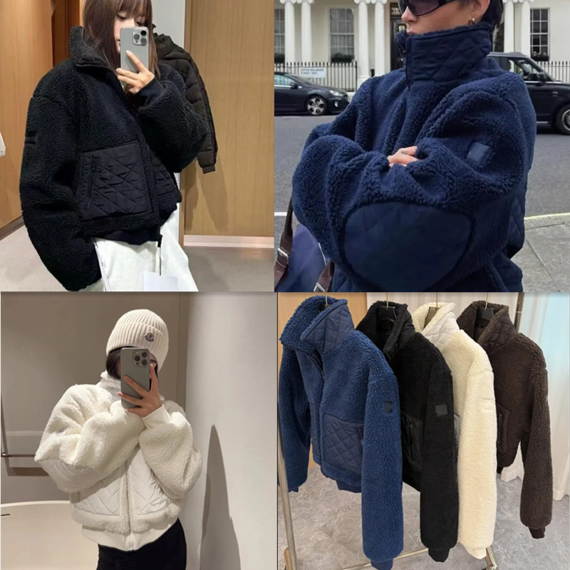 Designer Femmes Polaire Agneau Sherpa Veste Automne Hiver À Capuche Pantalon Col Montant Patchwork Manteaux Chauds Yoga Courir Crop Tops Pantalon