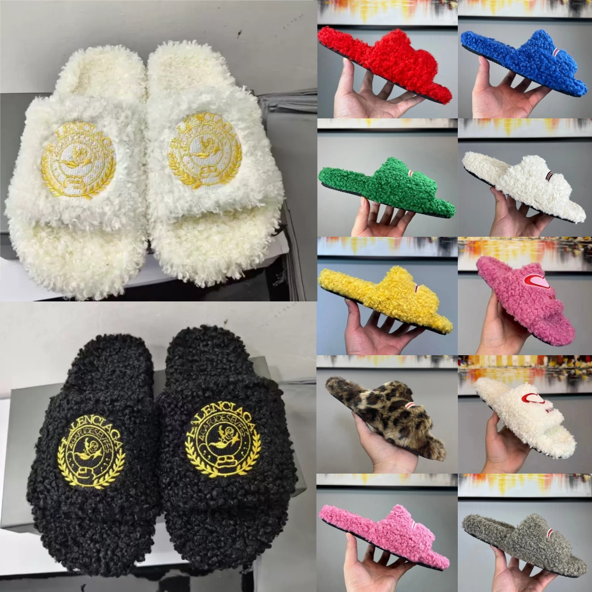 furryr slides marque de luxe designer doublé polaire slip-on lettres tricotées hommes femmes adaptés à la maison loisirs de plein air chaussures