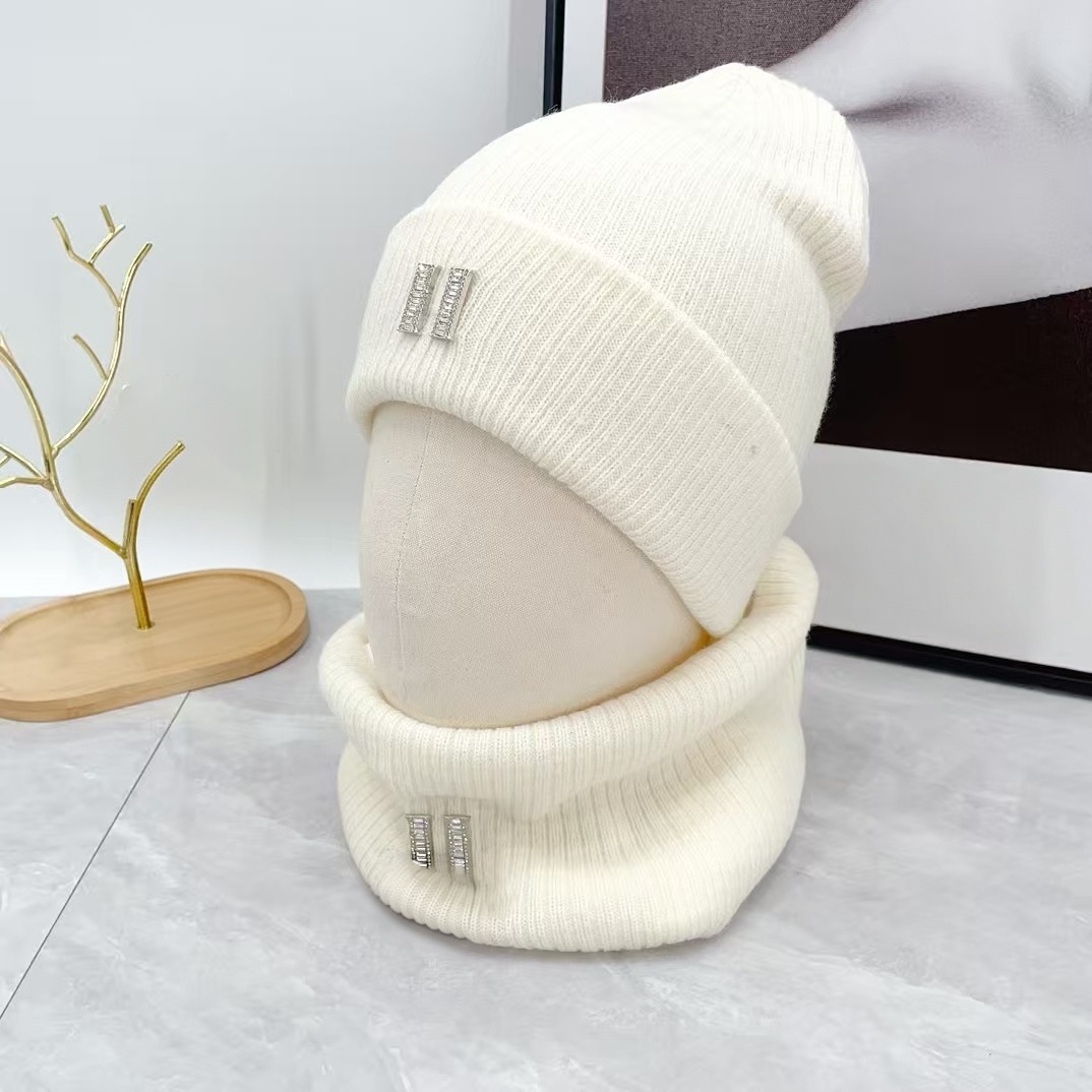 Top Hat Scarf Gloves Classic 3 Piece Set Designer H Letter Print Premium Wool Knit Kit Unisex Warm Winter Outfit