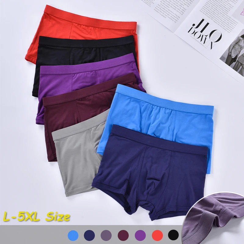 Cotton Solid Color Plus Size Mens Boxer Shorts Comfortable Close Fitting Underwear Fashion Casual Elastic Home Briefs 260908