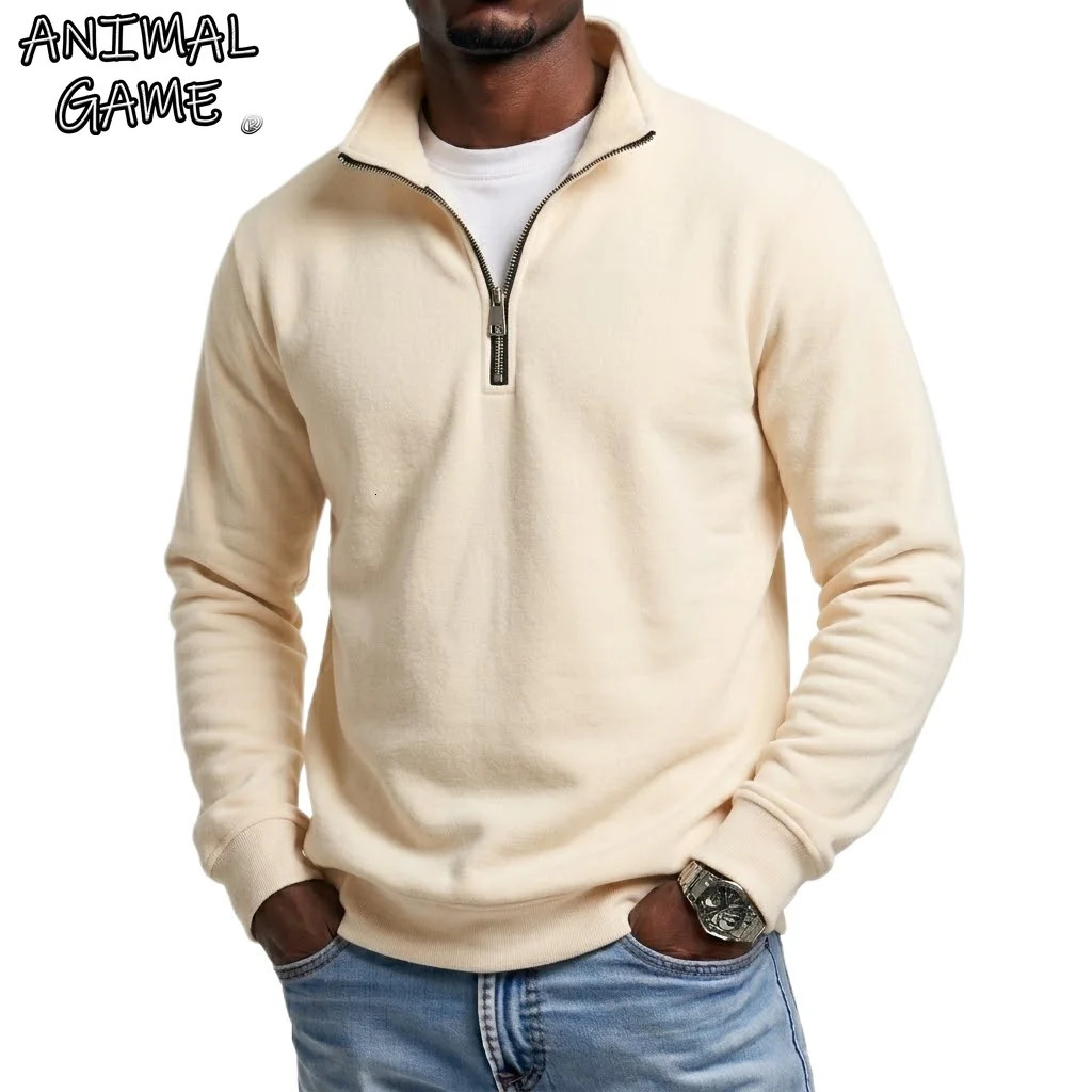 Outdoor Men Zipper Sweatshirts Spring Quarter Zip Pullover Half Hoodie for Gym Man Autumn Solid Mens Sweatshirt Coat 260908