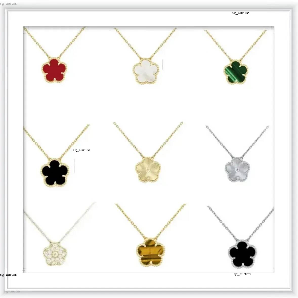 Collier en or avec trèfle à fleurs pour femmes, pendentif de styliste, chaîne en Agate, bijoux de luxe, cadeau d'anniversaire