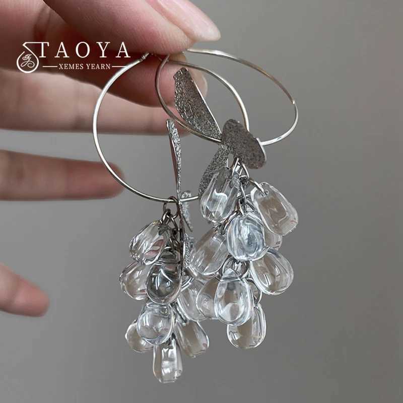 Exaggerated Vintage Transparent Bead Grape Cluster Pendant Earrings For Womens Summer 2026 Fashion cessory Elegant Dangle Ear M260922