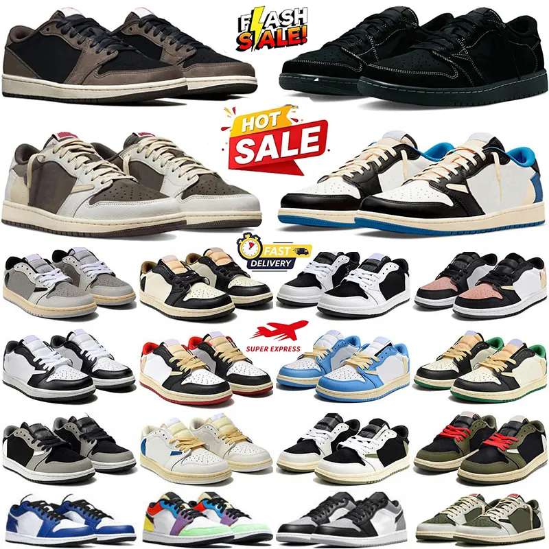 Designer 1s Low Basketball Chaussures OG 1 Baskets Black Phantom Triple White University Blue Bred Toe Light Smoky Grey Hommes Femmes Baskets de
