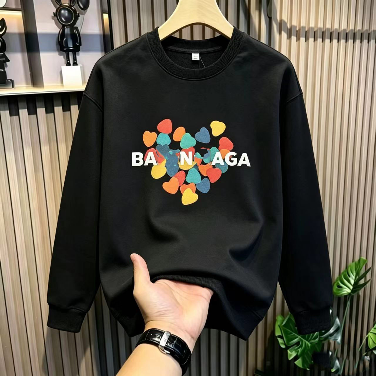 Fashionable round-neck men's hoodie Korean-style trendy long-sleeve letter printed main casual and loose style for fall and winter88