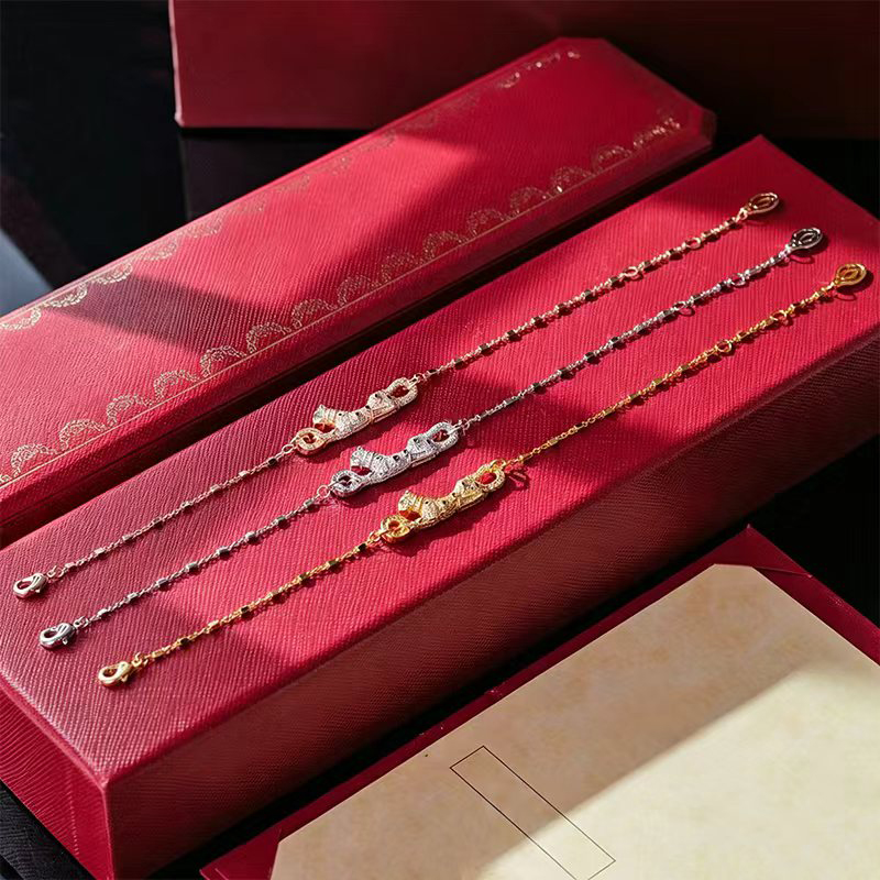 Bracelet léopard en or 18 carats, en acier inoxydable, de haute qualité, de styliste, bijoux de luxe pour femmes