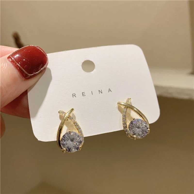 fashion cross stud earrings for wome girls korean style elegant crystal jewelry ear rings fishtail lady earrings gift M260922