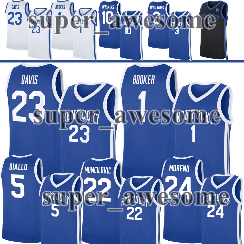 Maillot de basket-ball Kentucky Wildcat Zoom Diallo Malachi Moreno Milan Momcilovic Ousmane NDiaye Alex Wilkins McBride MAXEY HERRO TOWNS DAVIS B