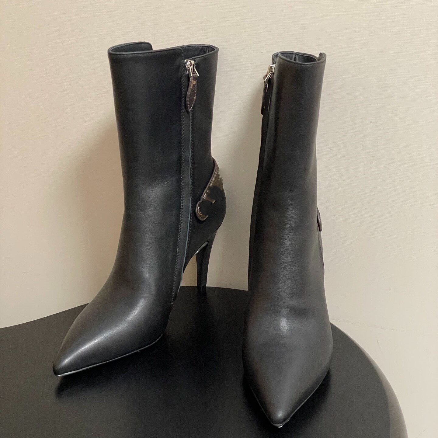 Boot Shoe Luxury Designer Patent Leather Ankle Heel Side Zipper Buckle Strap White Brown Fall Spring Office Formal Woman Quality New Trendy Stylish