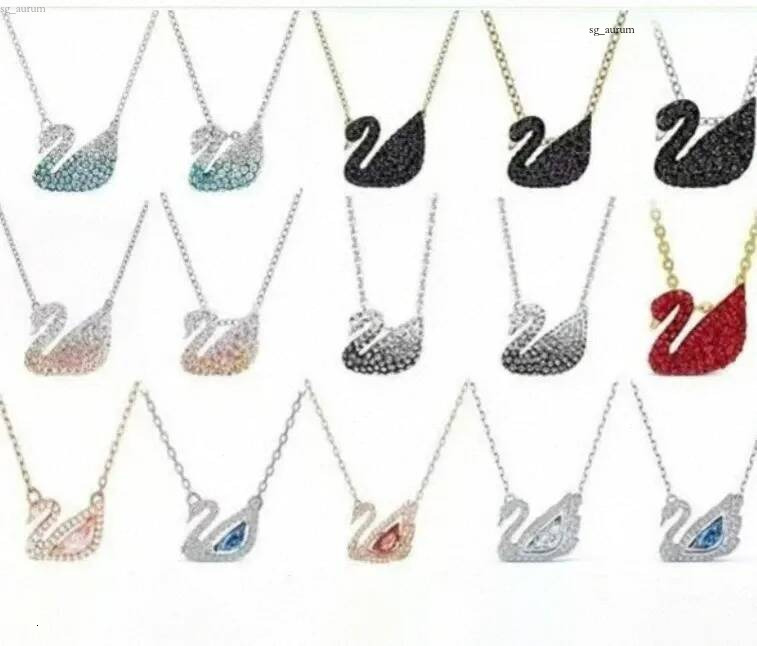 Cygne en diamant pour femmes, version haute, éléments de styliste et chaîne de clavicule en cristal, pendentif, collier en alliage, bijoux pour d