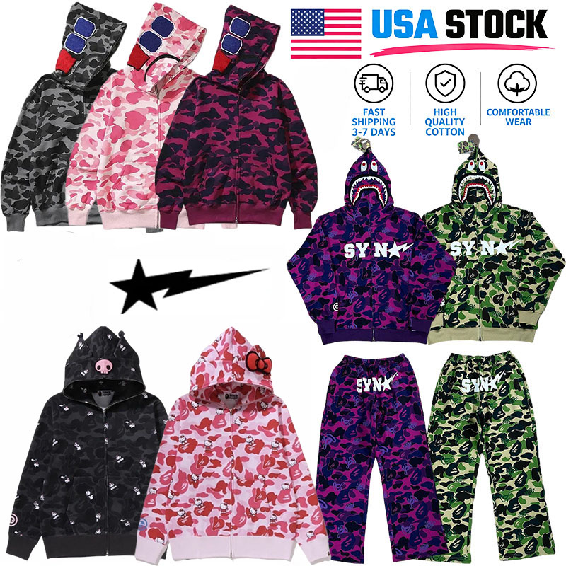 Bapshoodie Designer Hoodies Shark Hoodies Men Hoodies Jacket Full Zip Up Jackets Hoodies Men Women Sweetwear Camouflage Pure Cotton Pattern Hoodie S