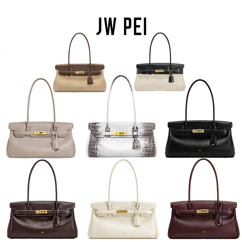 JWPEI briefcase 2026 new model genuine leather shoulder underarm Yara European and American fashion handbag baguette bag