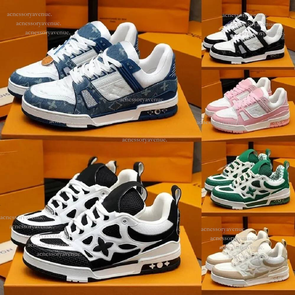 TOP designer Leather vuitto Skate sneakers top quality Abloh lvsshoes women mens bread shoes height increasing thicksoled casual fashion running Liv